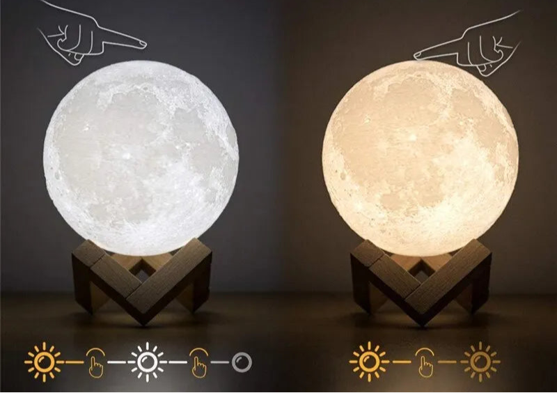 Luminária Lua Cheia 3D Abajur Com Suporte USB