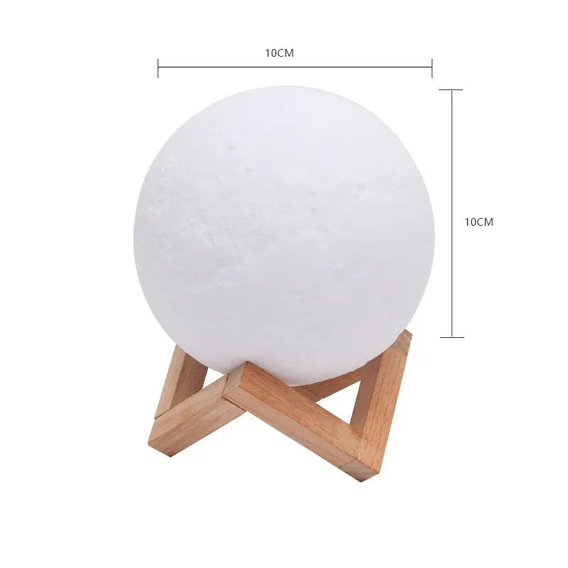 Luminária Lua Cheia 3D Abajur Com Suporte USB